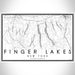 Finger Lakes New York Map Print Landscape Orientation in Classic Style With Shaded Background
