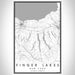 Finger Lakes New York Map Print Portrait Orientation in Classic Style With Shaded Background