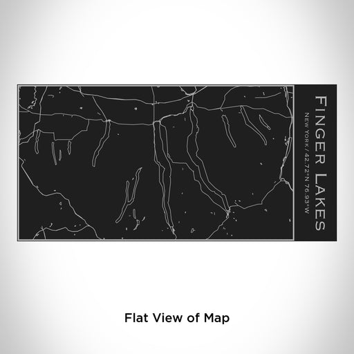 Rendered View of Finger Lakes New York Map Engraving on 17oz Stainless Steel Insulated Cola Bottle in Black