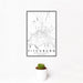 12x18 Fitchburg Massachusetts Map Print Portrait Orientation in Classic Style With Small Cactus Plant in White Planter