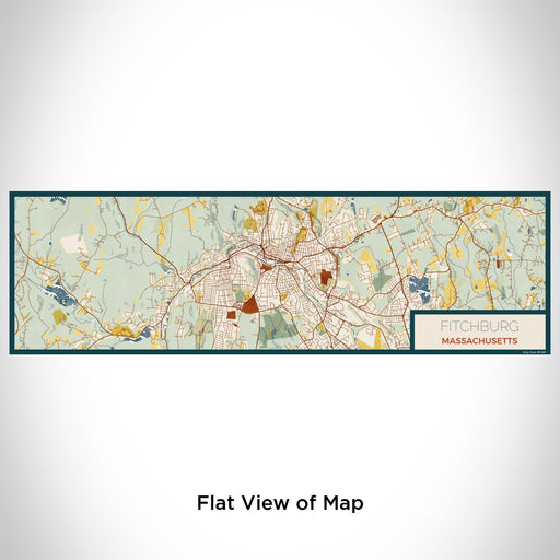 Flat View of Map Custom Fitchburg Massachusetts Map Enamel Mug in Woodblock