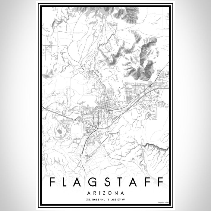 Flagstaff Arizona Map Print Portrait Orientation in Classic Style With Shaded Background