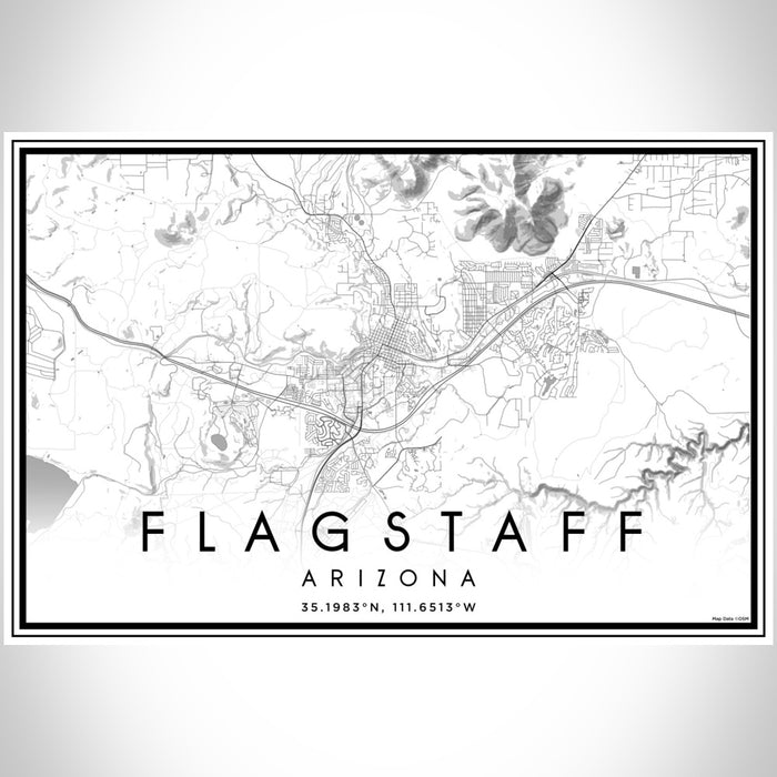 Flagstaff Arizona Map Print Landscape Orientation in Classic Style With Shaded Background