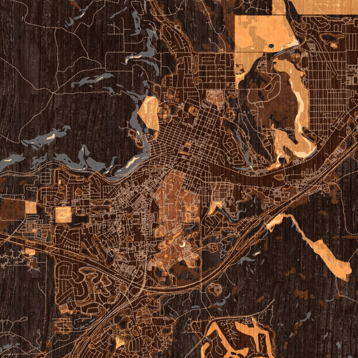 Flagstaff Arizona Map Print in Ember Style Zoomed In Close Up Showing Details