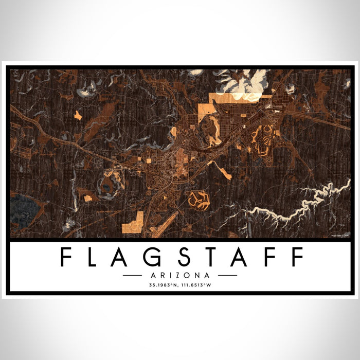 Flagstaff Arizona Map Print Landscape Orientation in Ember Style With Shaded Background