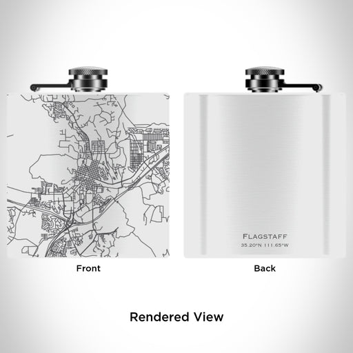 Rendered View of Flagstaff Arizona Map Engraving on 6oz Stainless Steel Flask in White
