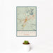 12x18 Flagstaff Arizona Map Print Portrait Orientation in Woodblock Style With Small Cactus Plant in White Planter