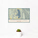 12x18 Flathead Lake Montana Map Print Landscape Orientation in Woodblock Style With Small Cactus Plant in White Planter