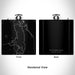 Rendered View of Flathead Lake Montana Map Engraving on 6oz Stainless Steel Flask in Black