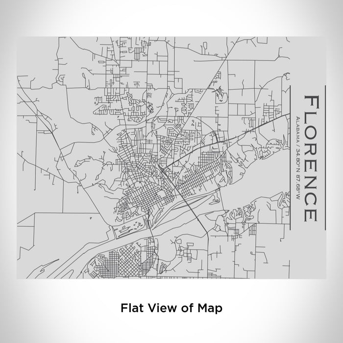 Rendered View of Florence Alabama Map Engraving on 20oz Stainless Steel Insulated Bottle with Bamboo Top