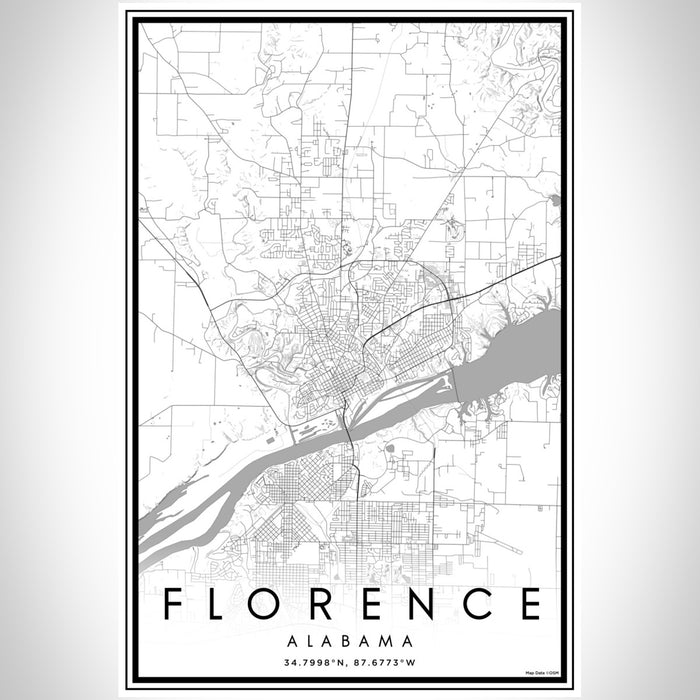 Florence Alabama Map Print Portrait Orientation in Classic Style With Shaded Background