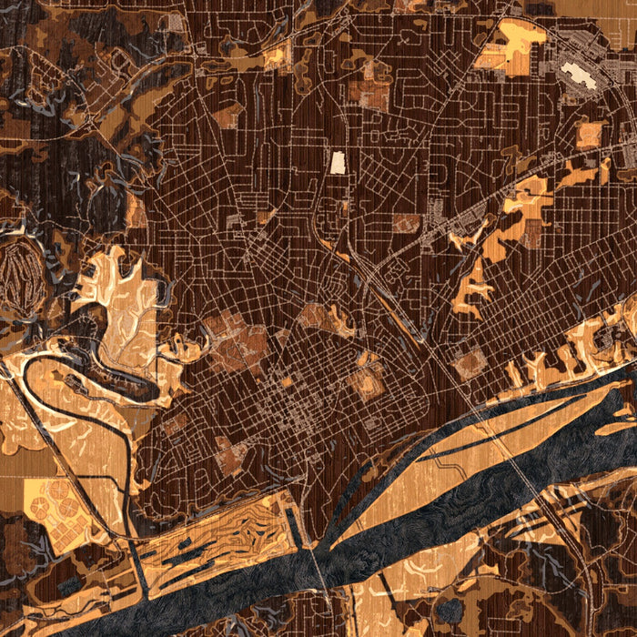 Florence Alabama Map Print in Ember Style Zoomed In Close Up Showing Details