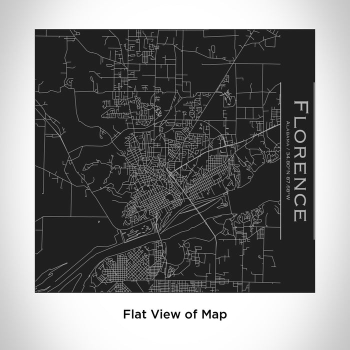 Rendered View of Florence Alabama Map Engraving on 17oz Stainless Steel Insulated Tumbler in Black