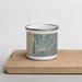 Front View Custom Florence Oregon Map Enamel Mug in Afternoon on Cutting Board