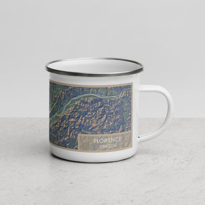 Right View Custom Florence Oregon Map Enamel Mug in Afternoon
