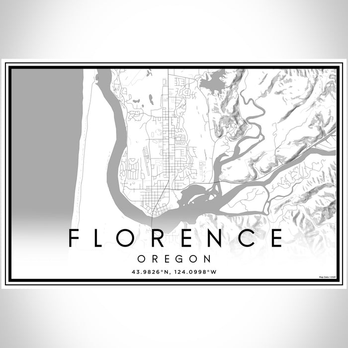 Florence Oregon Map Print Landscape Orientation in Classic Style With Shaded Background