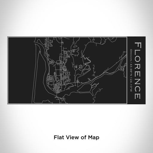 Rendered View of Florence Oregon Map Engraving on 17oz Stainless Steel Insulated Cola Bottle in Black