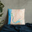 Custom Florence Oregon Map Throw Pillow in Watercolor on Bedding Against Wall
