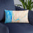 Custom Florence Oregon Map Throw Pillow in Watercolor on Blue Colored Chair