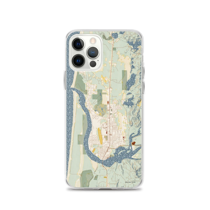 Custom Florence Oregon Map iPhone 12 Pro Phone Case in Woodblock