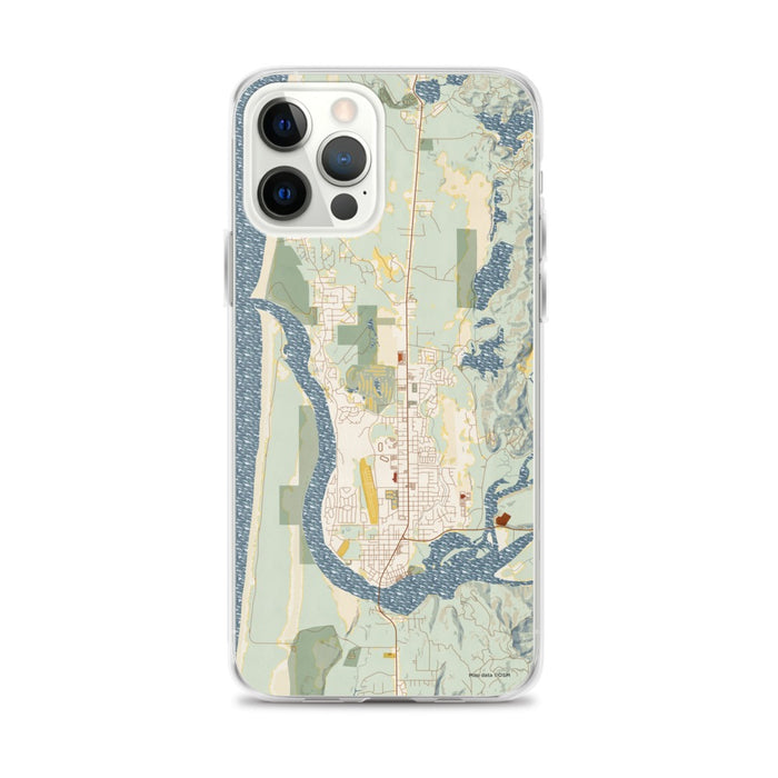 Custom Florence Oregon Map iPhone 12 Pro Max Phone Case in Woodblock