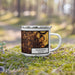 Right View Custom Florissant Missouri Map Enamel Mug in Ember on Grass With Trees in Background