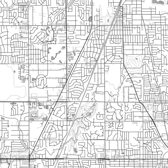 Flossmoor Illinois Map Print in Classic Style Zoomed In Close Up Showing Details