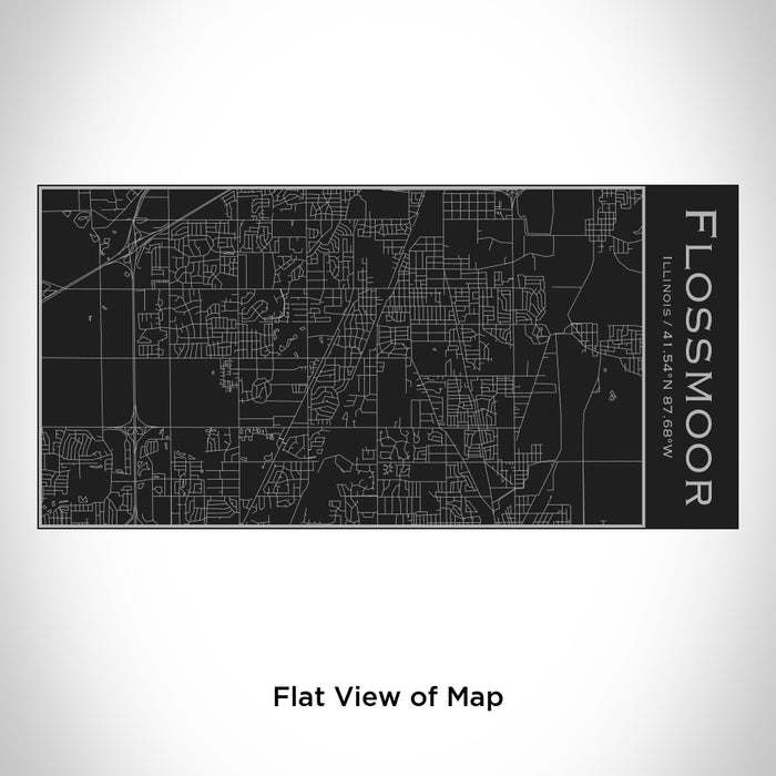 Rendered View of Flossmoor Illinois Map Engraving on 17oz Stainless Steel Insulated Cola Bottle in Black