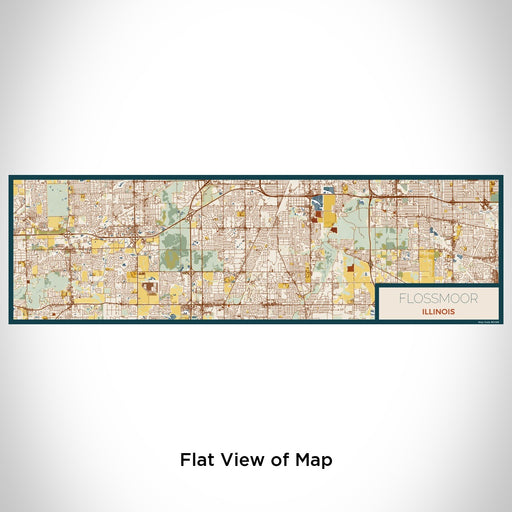 Flat View of Map Custom Flossmoor Illinois Map Enamel Mug in Woodblock