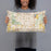 Person holding 20x12 Custom Flossmoor Illinois Map Throw Pillow in Woodblock