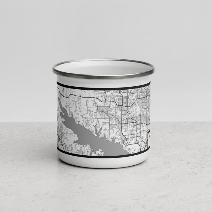 Front View Custom Flower Mound Texas Map Enamel Mug in Classic
