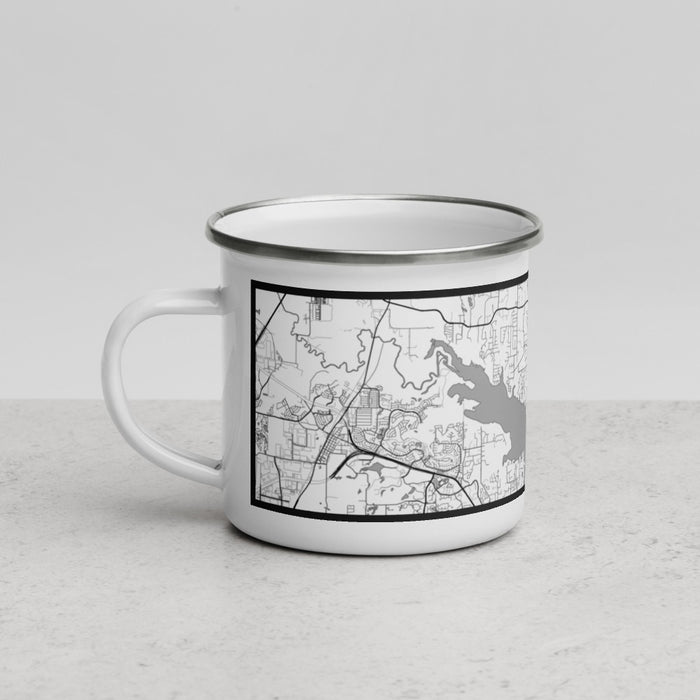 Left View Custom Flower Mound Texas Map Enamel Mug in Classic