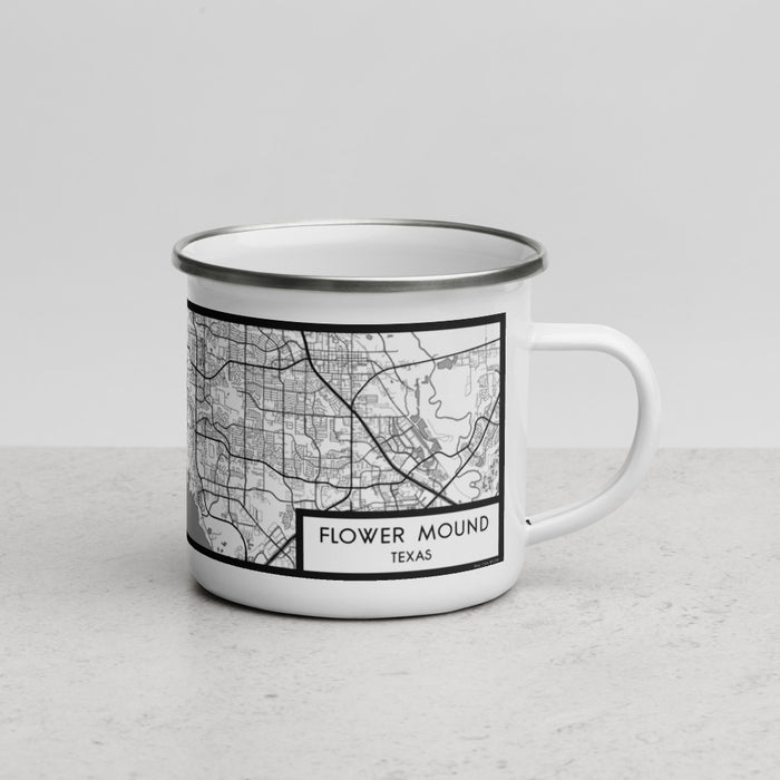 Right View Custom Flower Mound Texas Map Enamel Mug in Classic