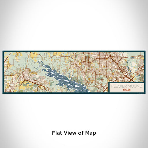 Flat View of Map Custom Flower Mound Texas Map Enamel Mug in Woodblock