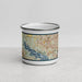 Front View Custom Flower Mound Texas Map Enamel Mug in Woodblock