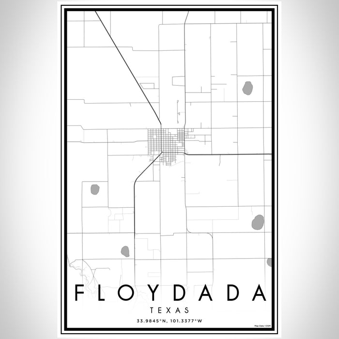 Floydada Texas Map Print Portrait Orientation in Classic Style With Shaded Background