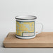 Right View Custom Floydada Texas Map Enamel Mug in Woodblock