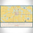 Floydada Texas Map Print Landscape Orientation in Woodblock Style With Shaded Background