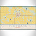 Floydada Texas Map Print Landscape Orientation in Woodblock Style With Shaded Background