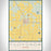 Floydada Texas Map Print Portrait Orientation in Woodblock Style With Shaded Background