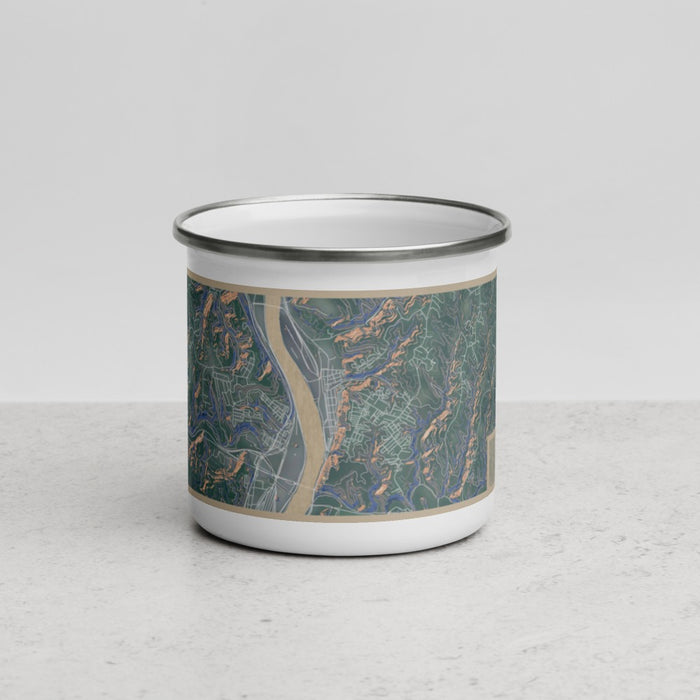Front View Custom Follansbee West Virginia Map Enamel Mug in Afternoon