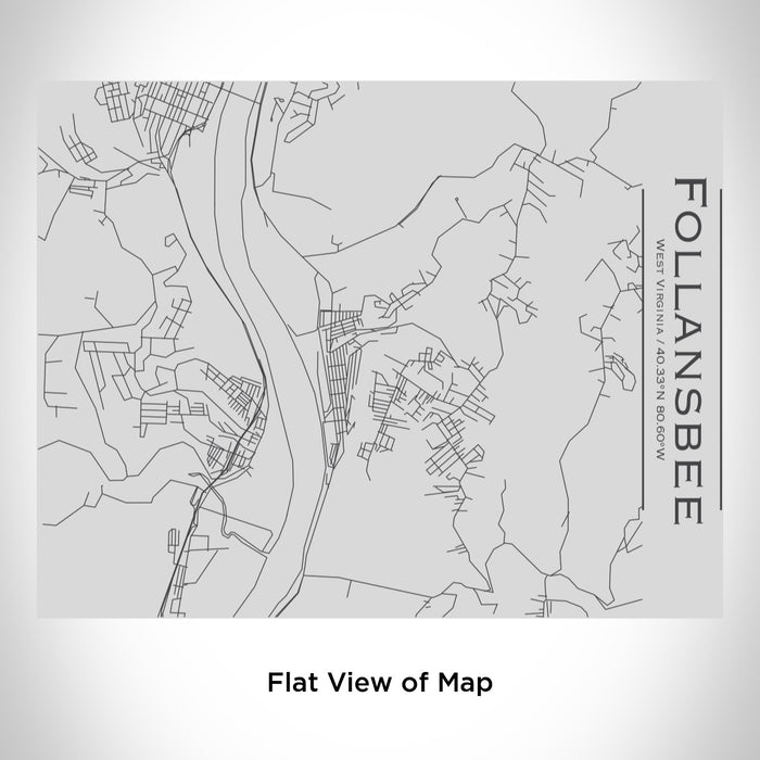 Rendered View of Follansbee West Virginia Map Engraving on 20oz Stainless Steel Insulated Bottle with Bamboo Top