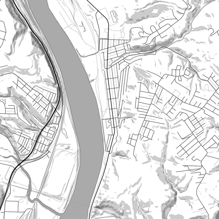 Follansbee West Virginia Map Print in Classic Style Zoomed In Close Up Showing Details