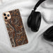 Custom Follansbee West Virginia Map Phone Case in Ember on Table with Black Headphones