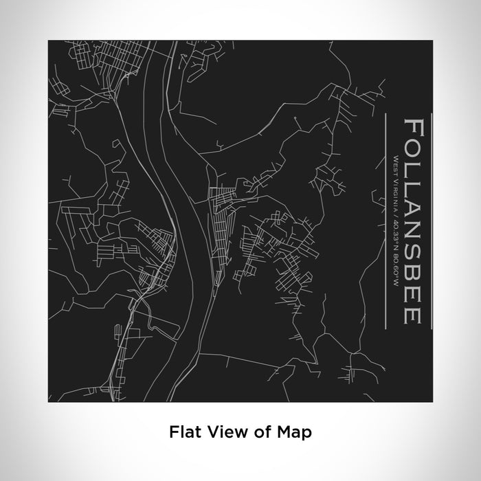 Rendered View of Follansbee West Virginia Map Engraving on 17oz Stainless Steel Insulated Tumbler in Black