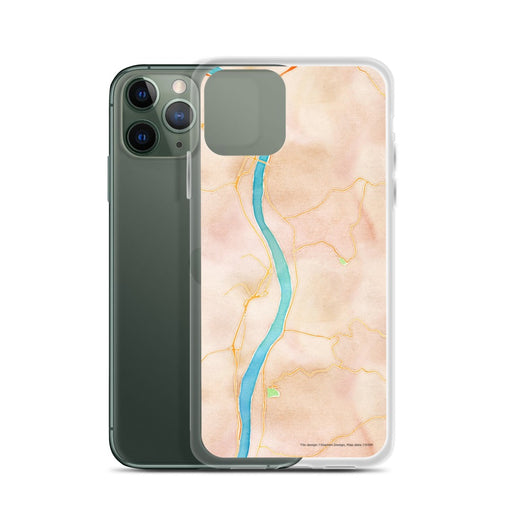 Custom Follansbee West Virginia Map Phone Case in Watercolor on Table with Laptop and Plant