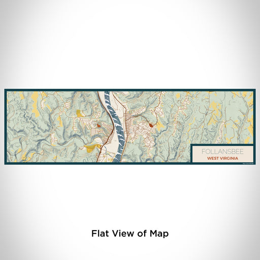 Flat View of Map Custom Follansbee West Virginia Map Enamel Mug in Woodblock