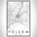 Folsom California Map Print Portrait Orientation in Classic Style With Shaded Background