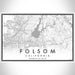 Folsom California Map Print Landscape Orientation in Classic Style With Shaded Background