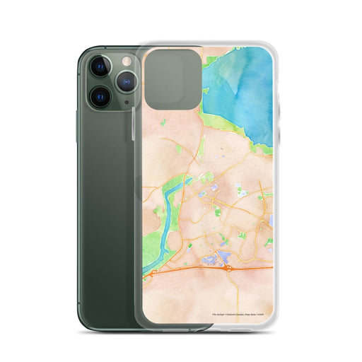 Custom Folsom California Map Phone Case in Watercolor on Table with Laptop and Plant